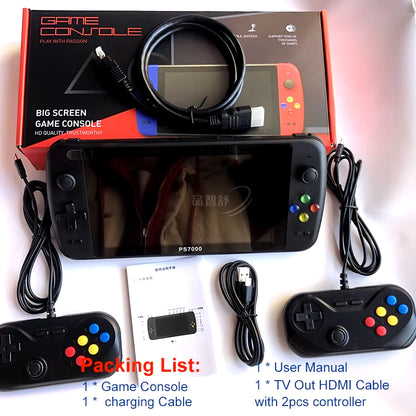 PS7000 7 Inch HD Retro Portable Handheld Video Game Console 6000+ Games Handheld Game Player Consola for PS1