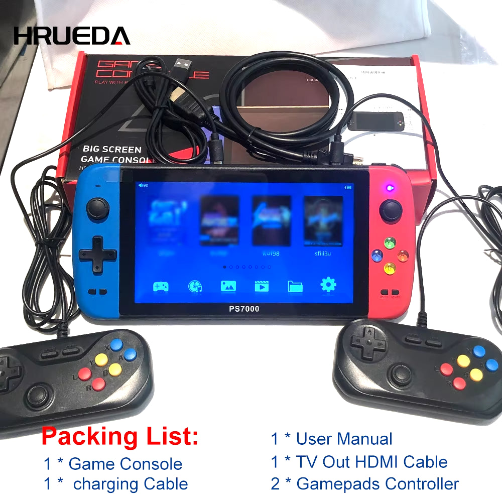 PS7000 7 Inch HD Retro Portable Handheld Video Game Console 6000+ Games Handheld Game Player Consola for PS1