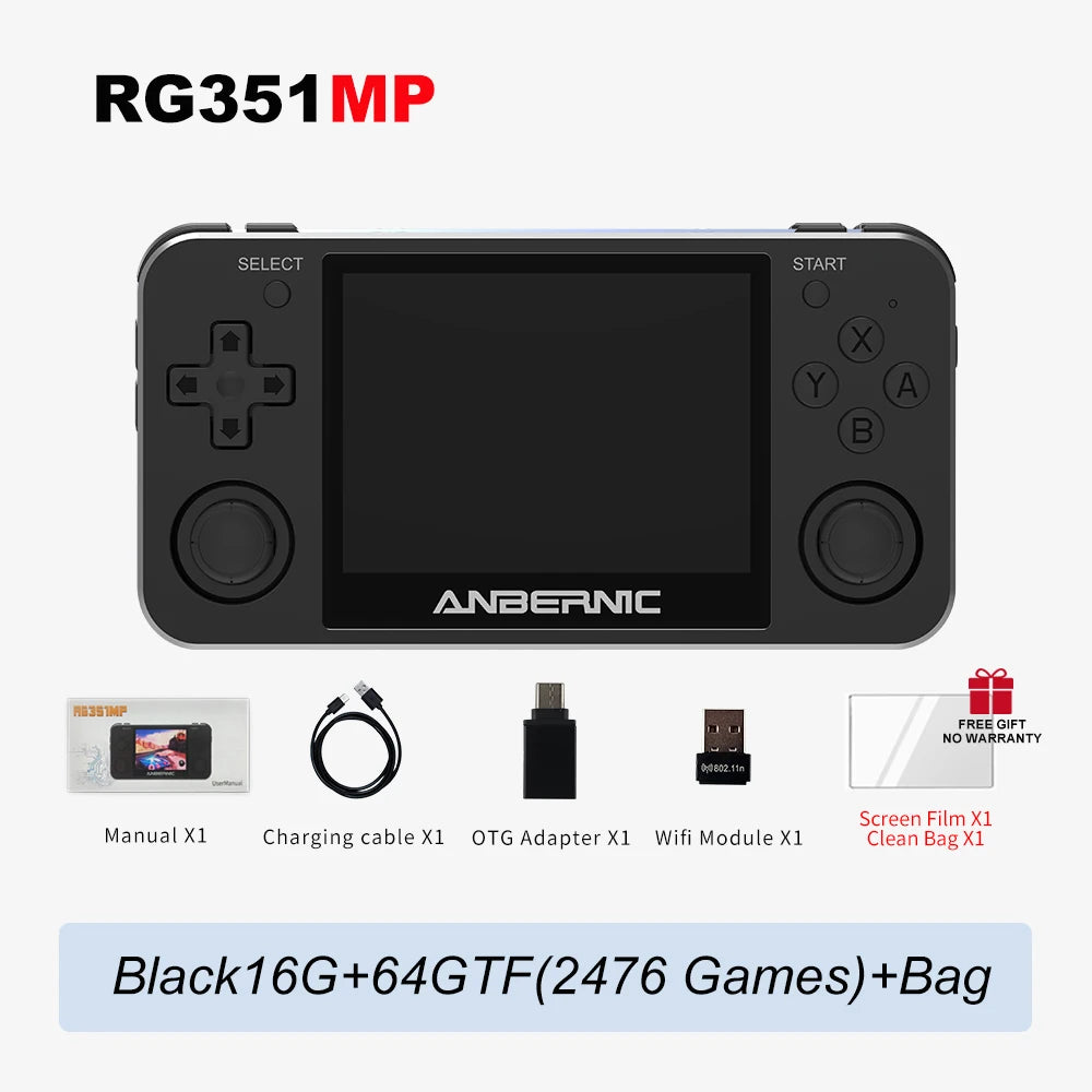 RG351MP RG350M Retro Game Console PS1 RK3326 Player Aluminum Alloy Shell 3.5" IPS Screen Handheld Portable Consola