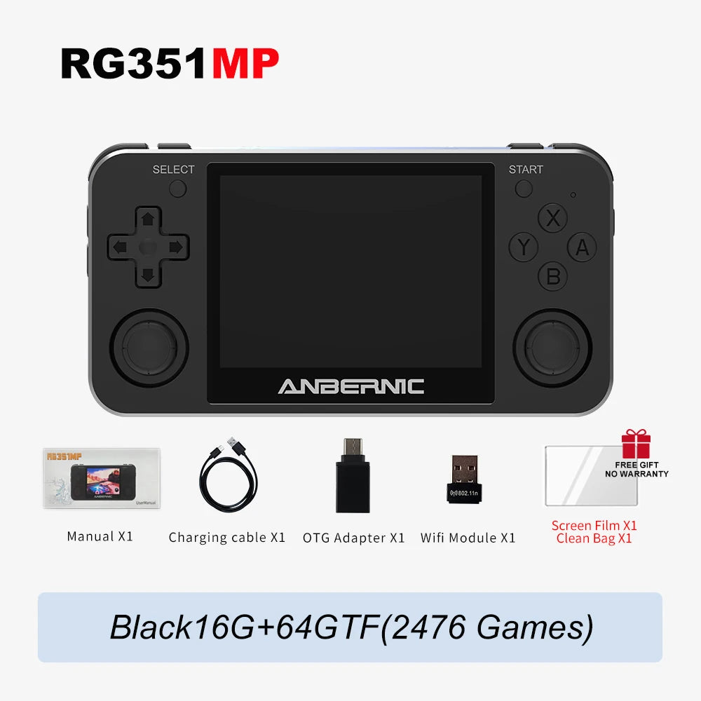 RG351MP RG350M Retro Game Console PS1 RK3326 Player Aluminum Alloy Shell 3.5" IPS Screen Handheld Portable Consola